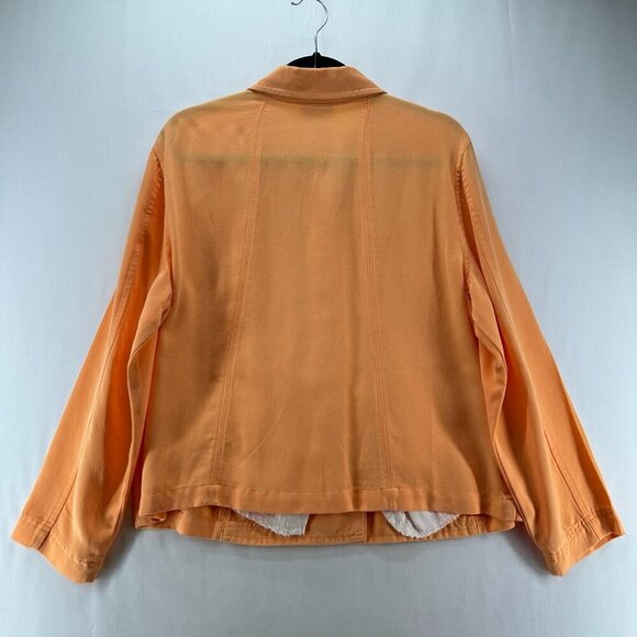Coldwater Creek Jacket Womens Sz PL A-Line Seam Tencel Twill Button Front Orange - Picture 2 of 11